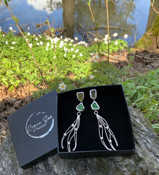 Sea glass earrings Flowy Seagrass