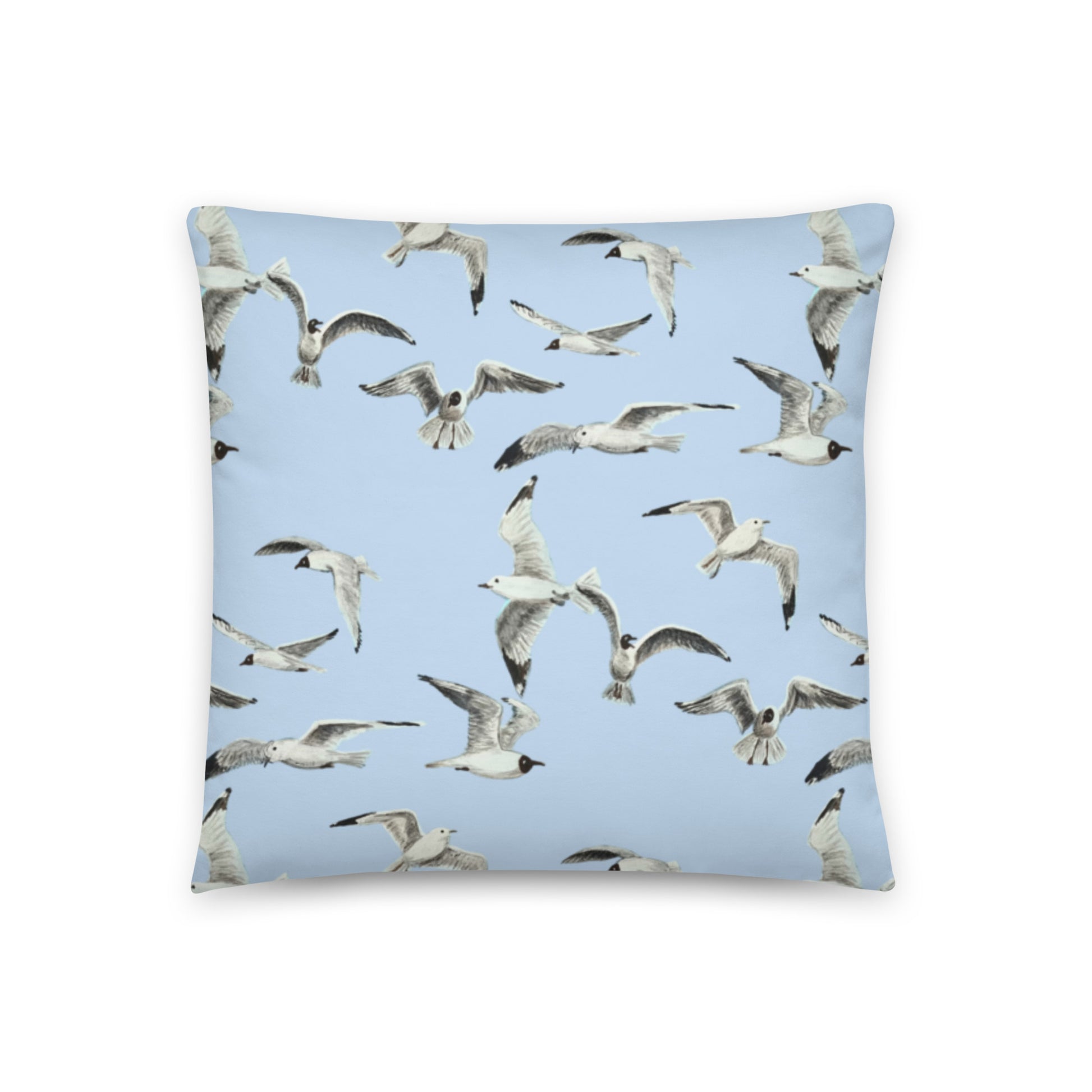 Flying Seagulls throw pillow mockup