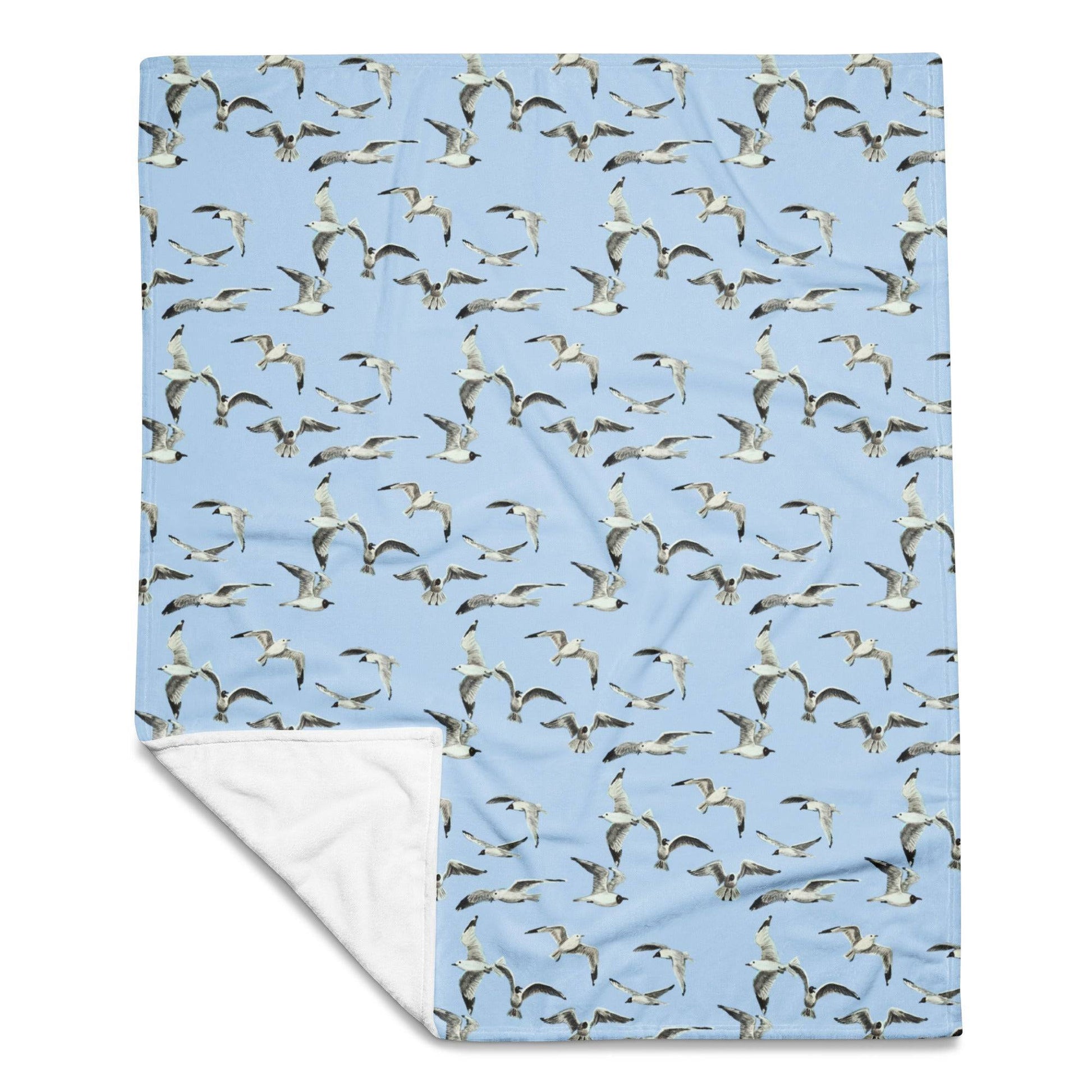 Flying Seagulls blanket light blue