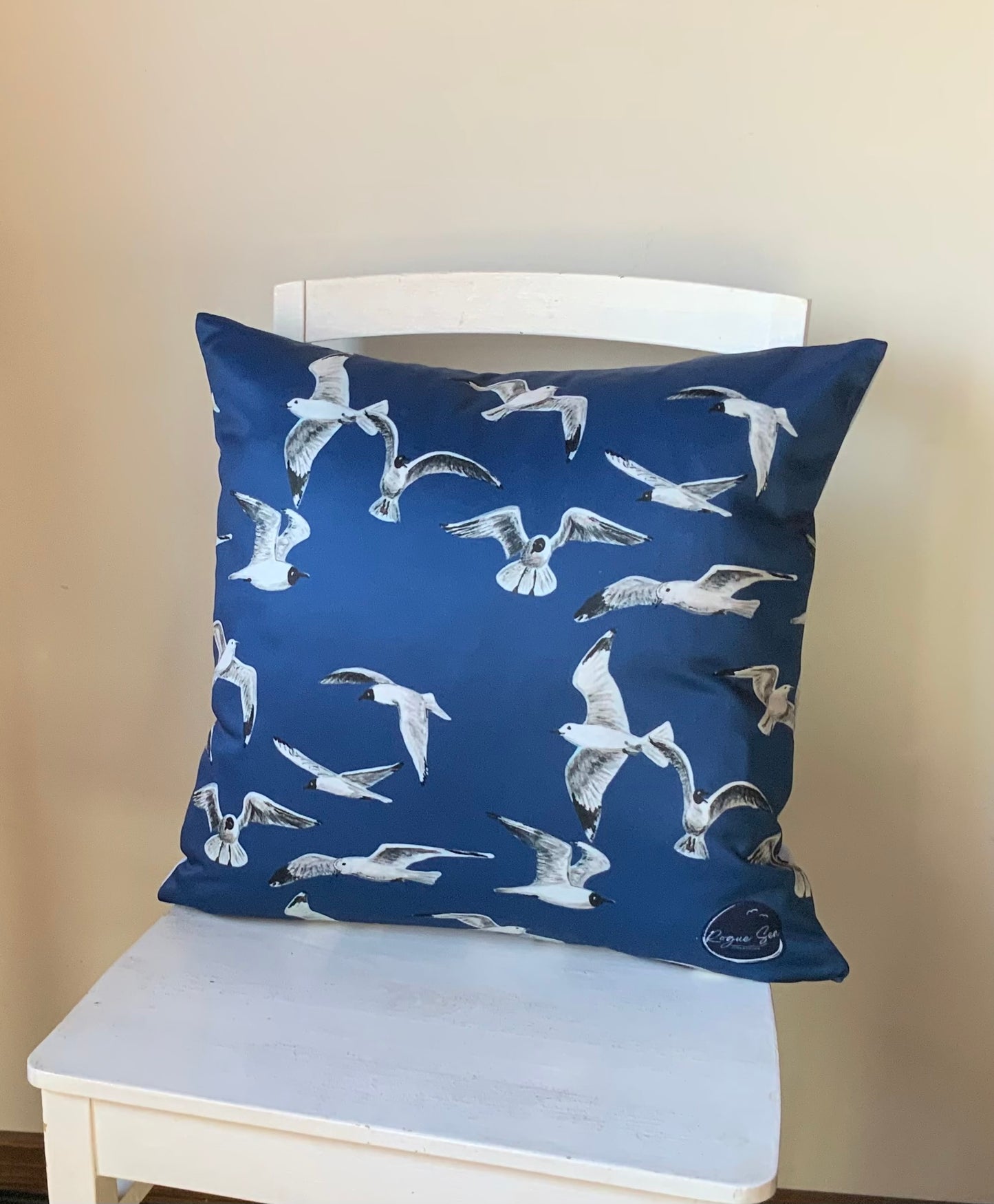 Flying Seagulls throw pillow