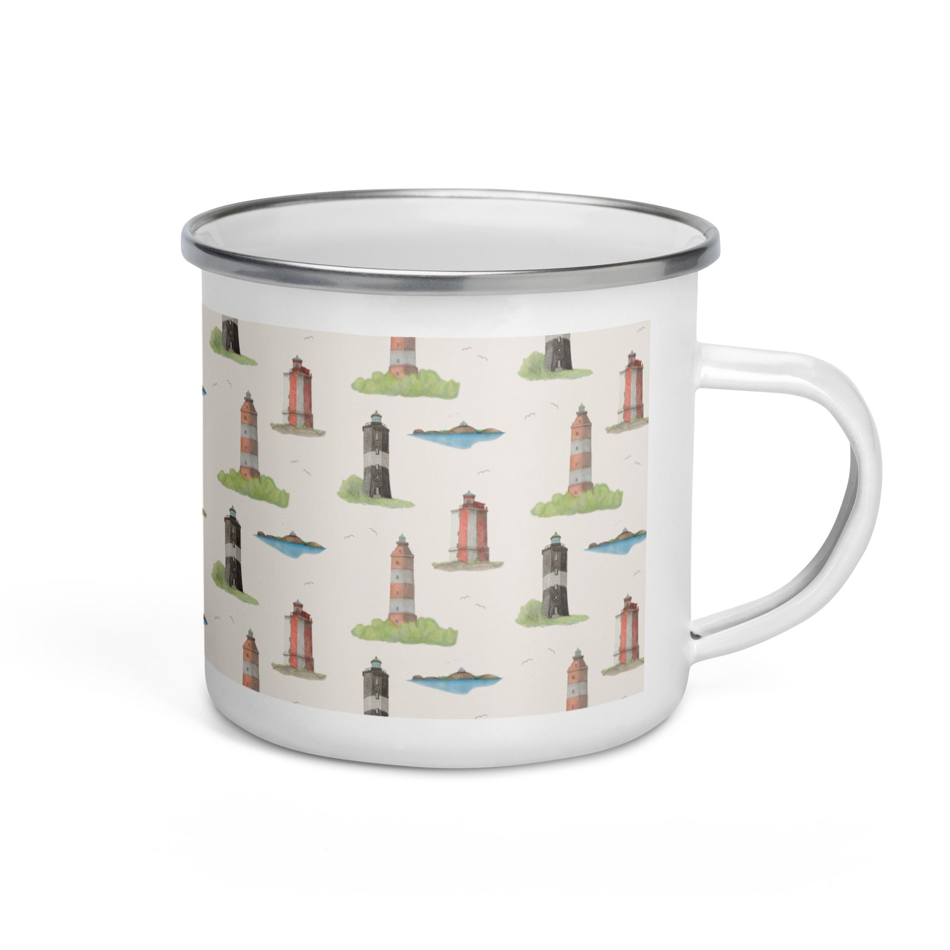 Merellinen majakkamuki kermanvärinen tausta