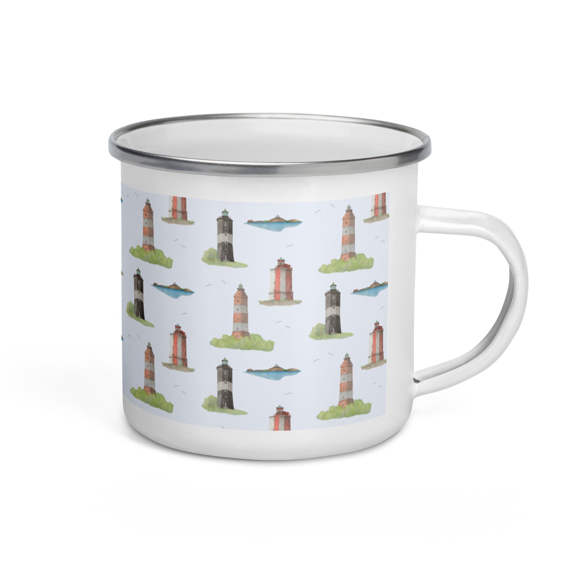 Merellinen majakkamuki sininen tausta majakkapiirros