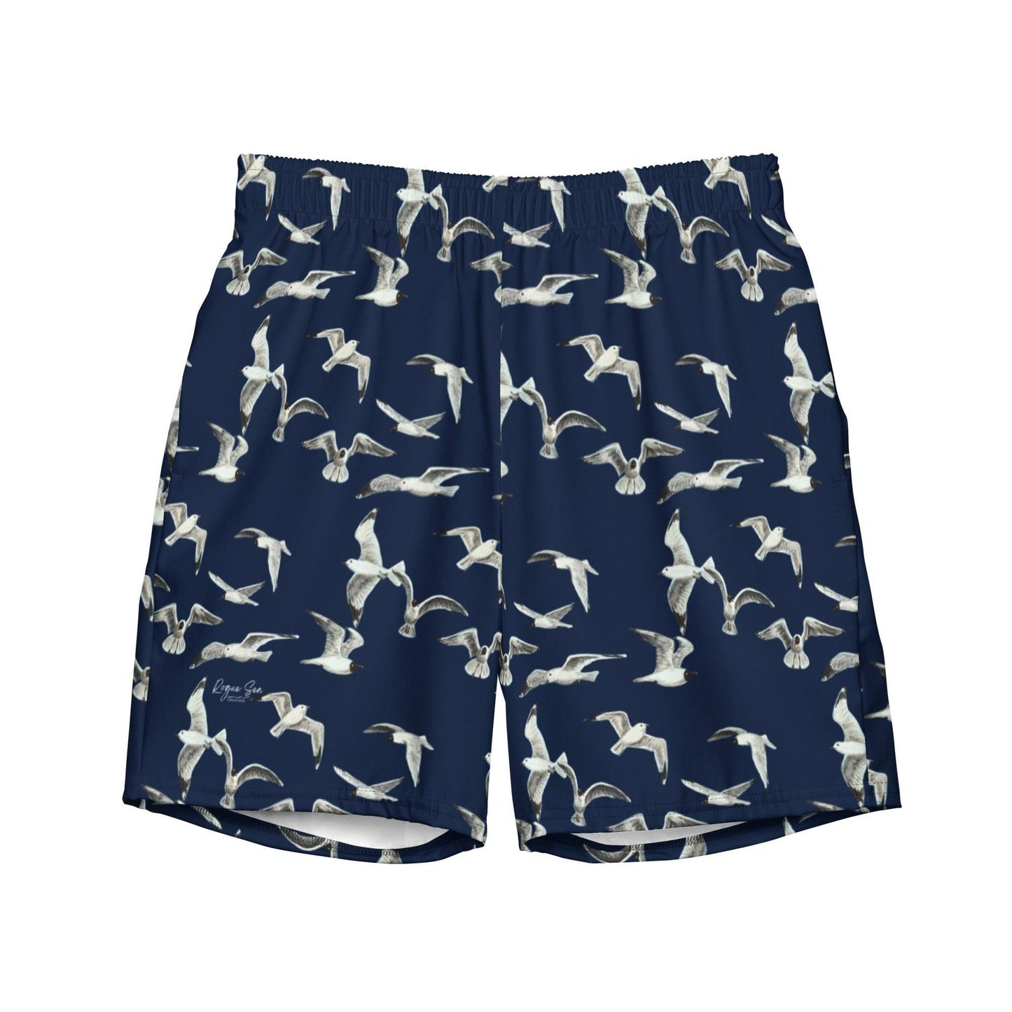 Navy Seagull swim shorts handpainted