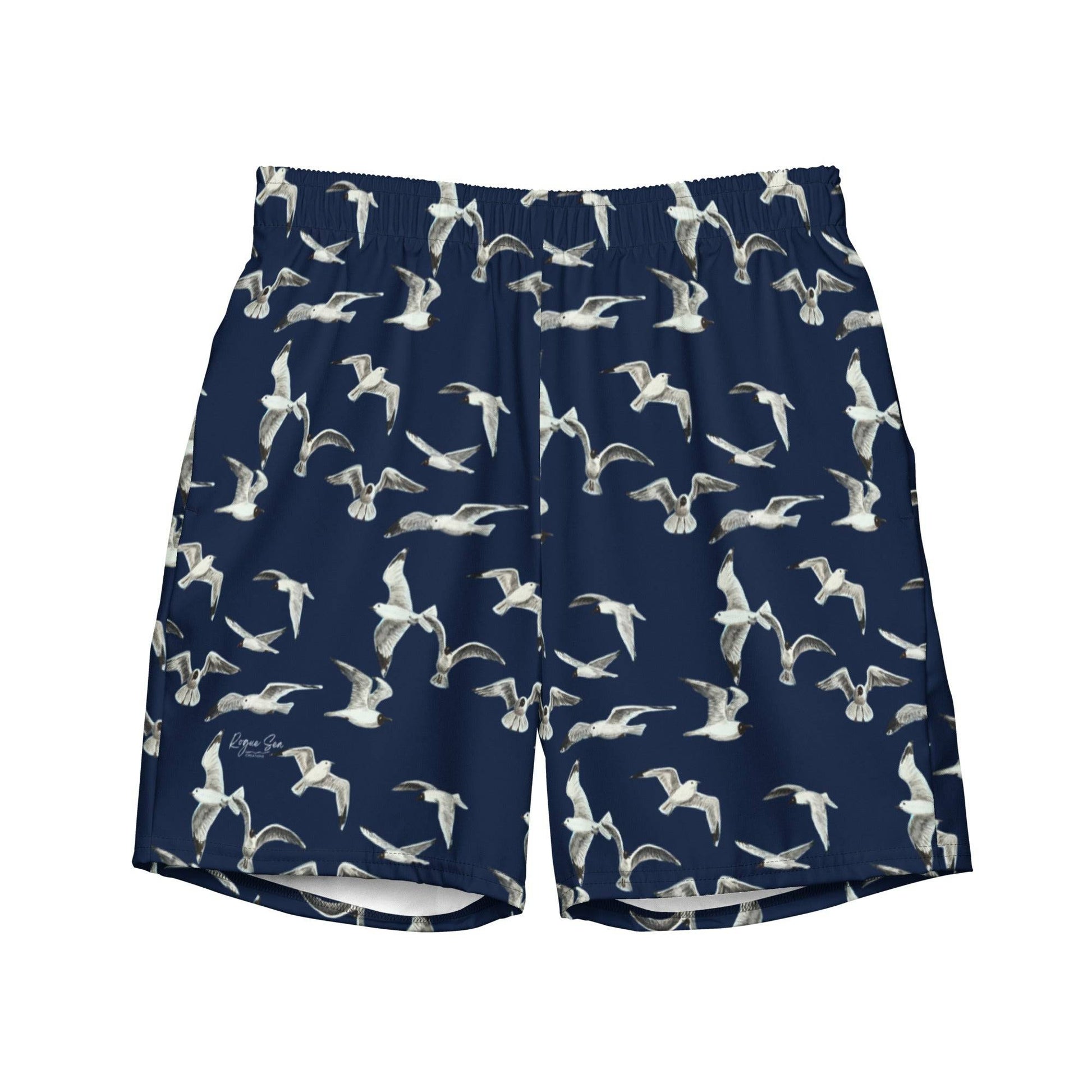 Navy Seagull swim shorts handpainted