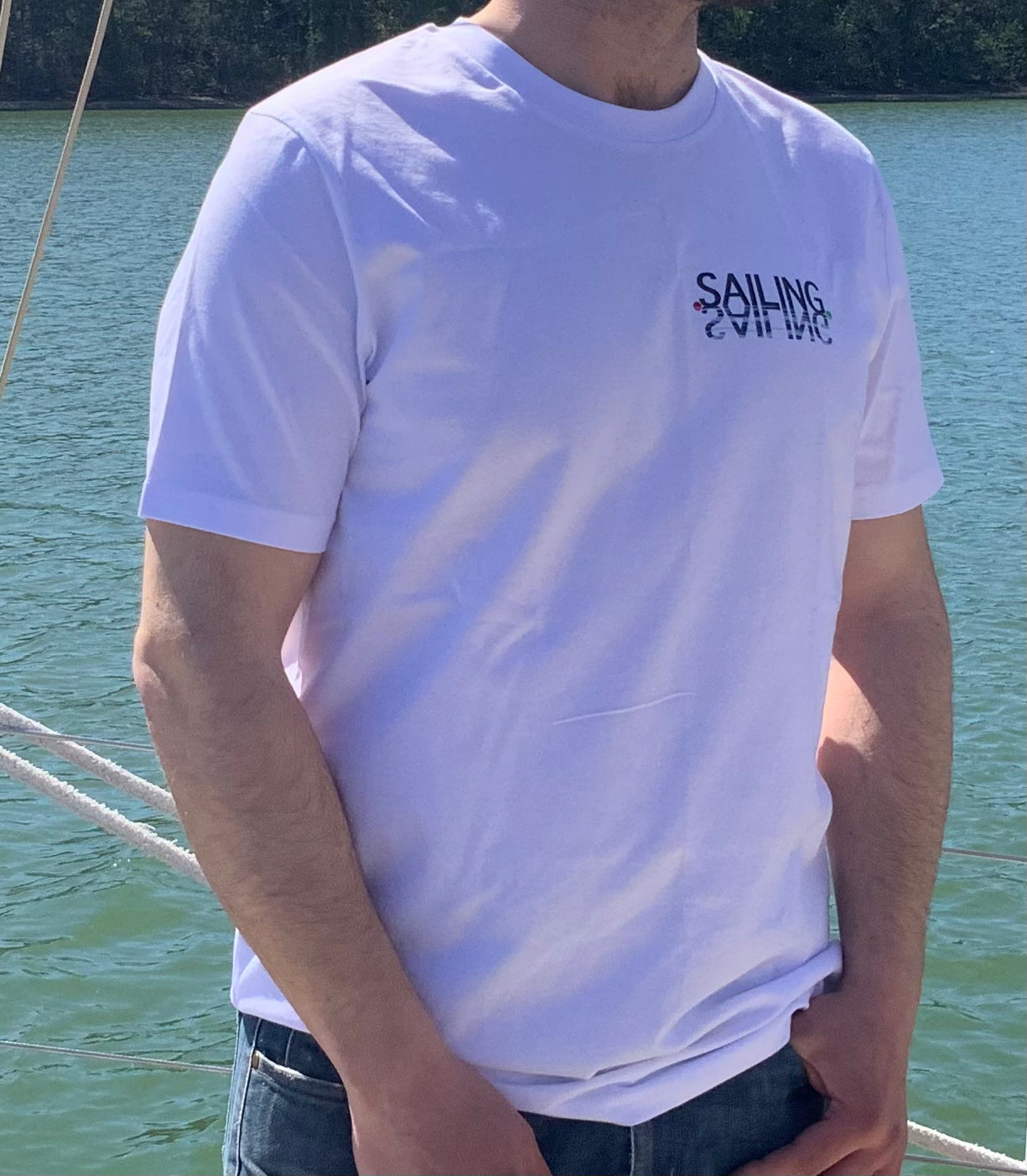 White sailing shirt navigation colours