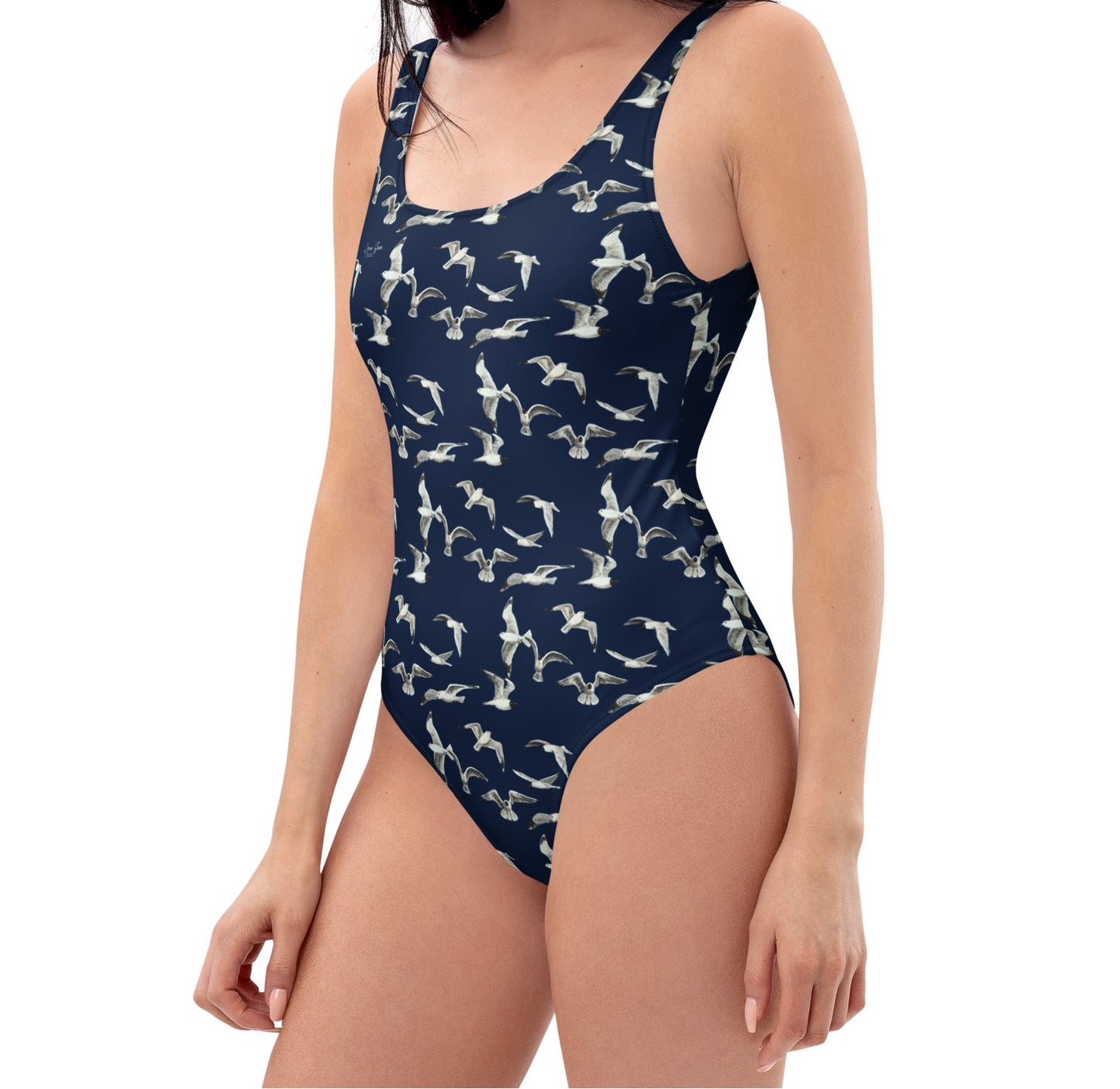 Navy Seagull swimsuit model