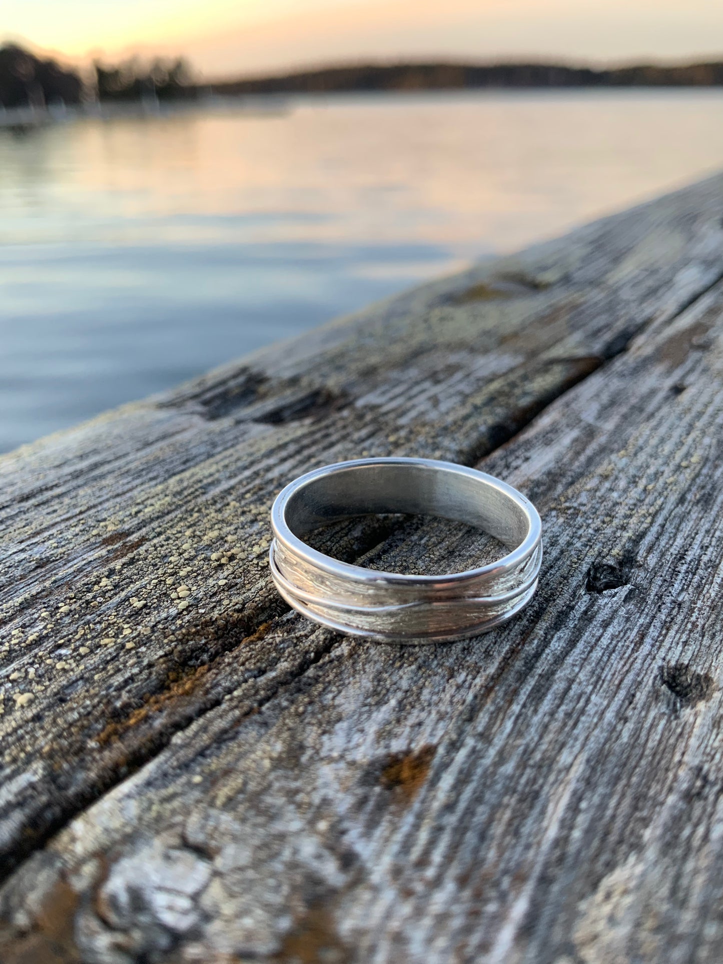 Sea-themed ring Shiny Sea Handmade silver ring