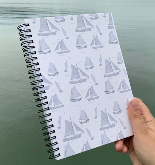 Wooden sailboat notebook