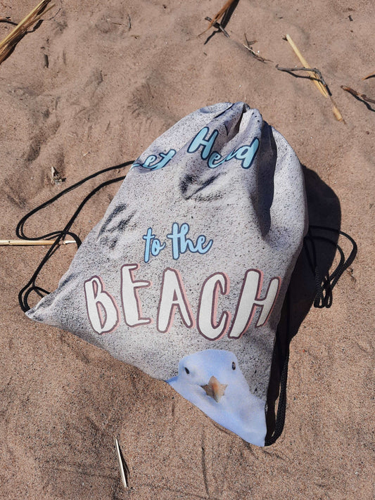 Beach bag seagull drawstring bag