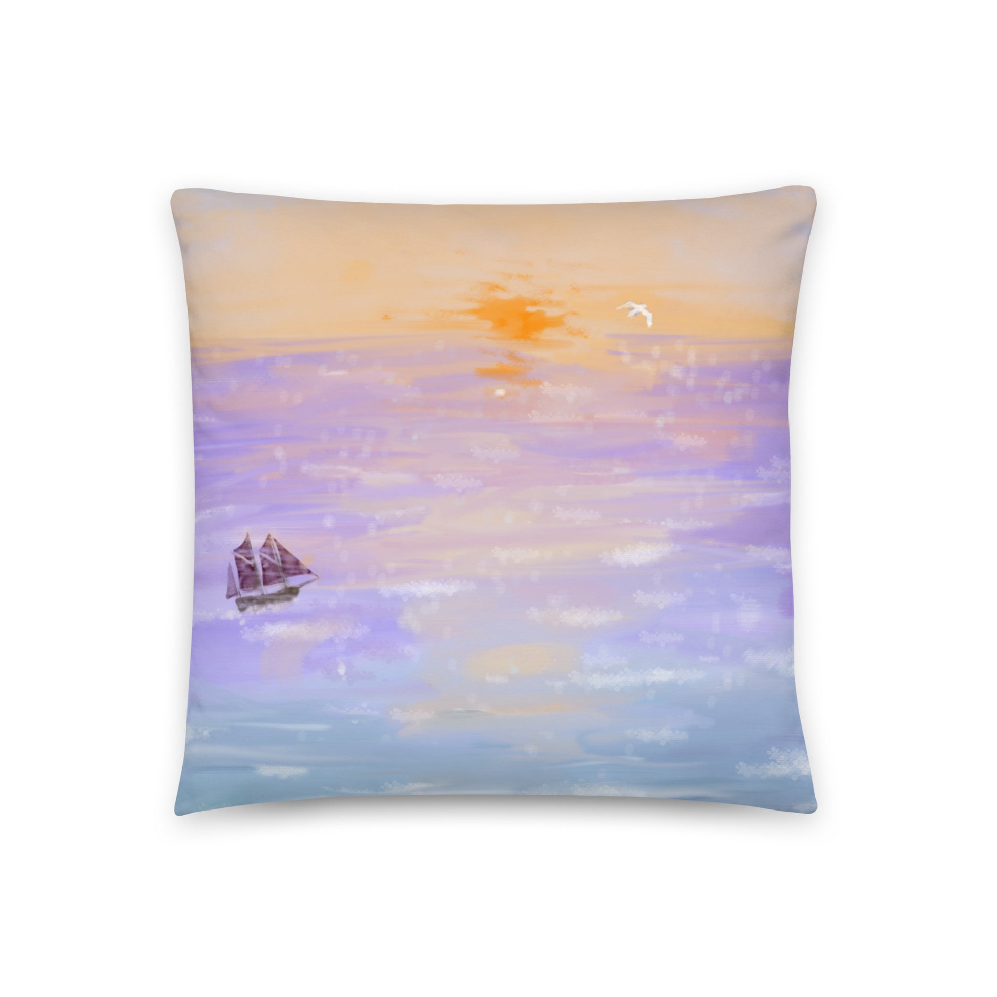 Art pillow Sea Dreaming sailing Ship sunset