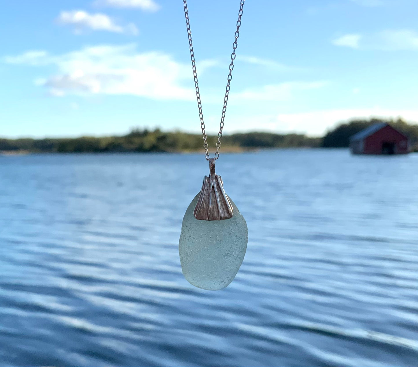 Coastal sea glass necklace seashell