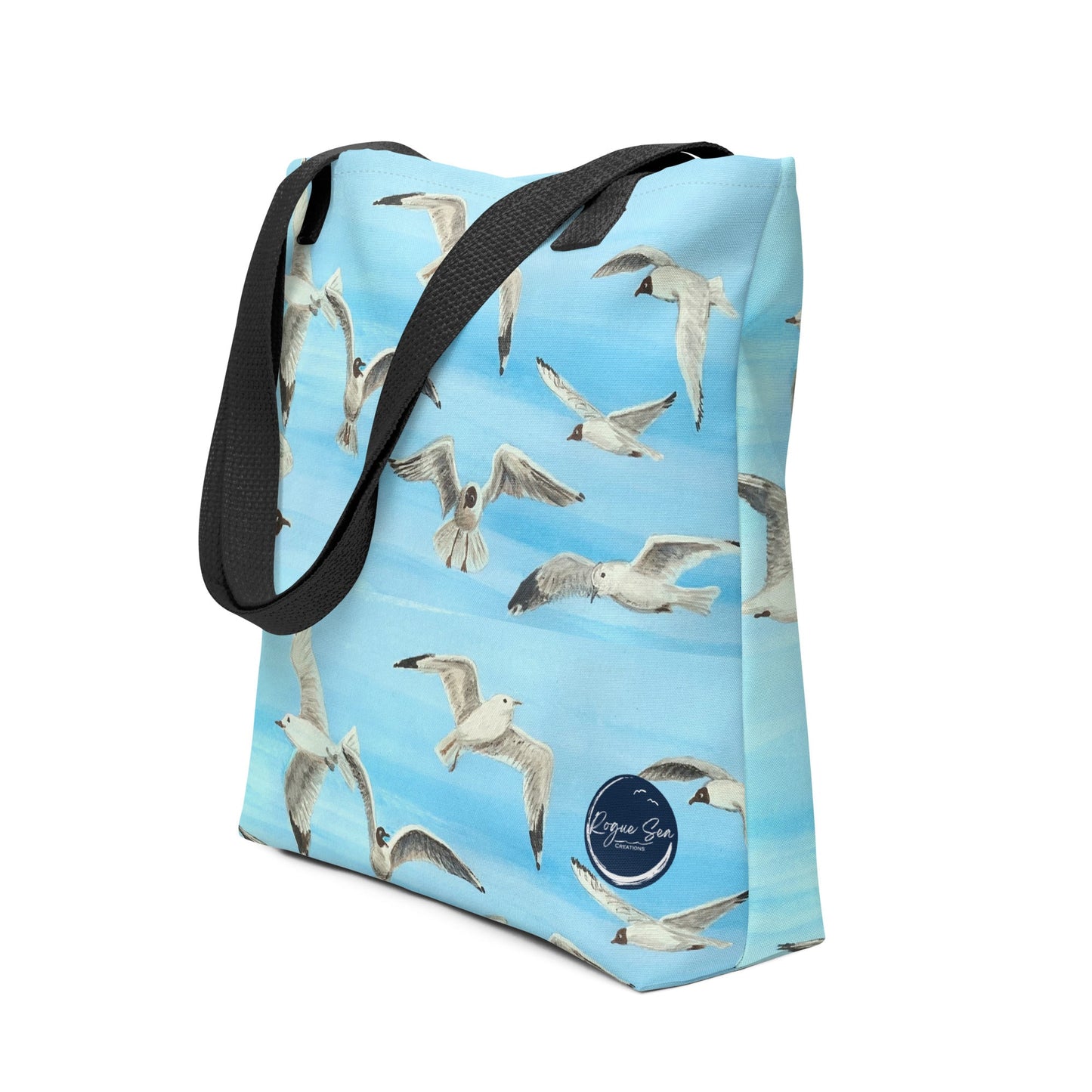 Coastal tote bag Flying Seagulls painting