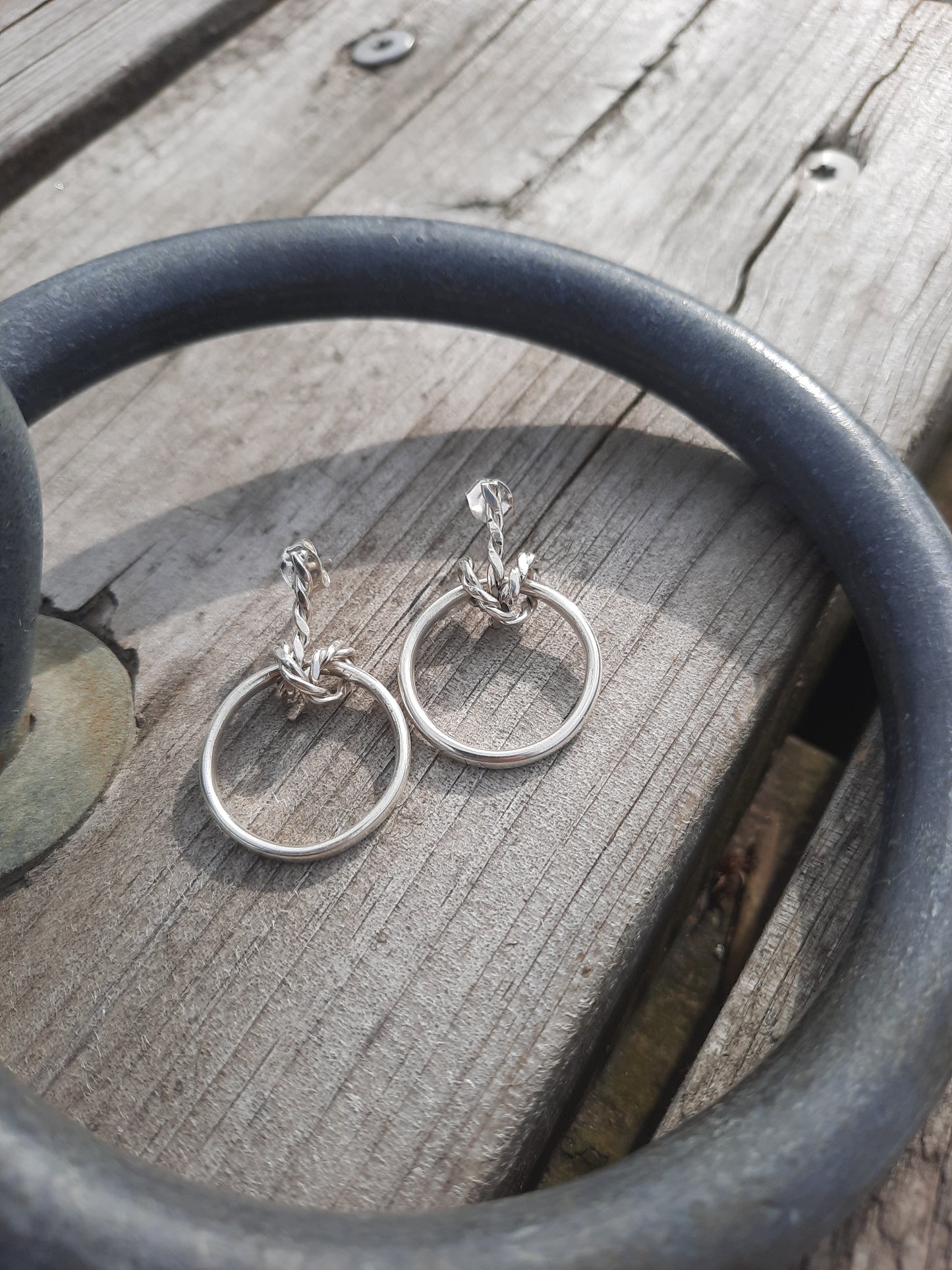 Silver earrings Dock ring