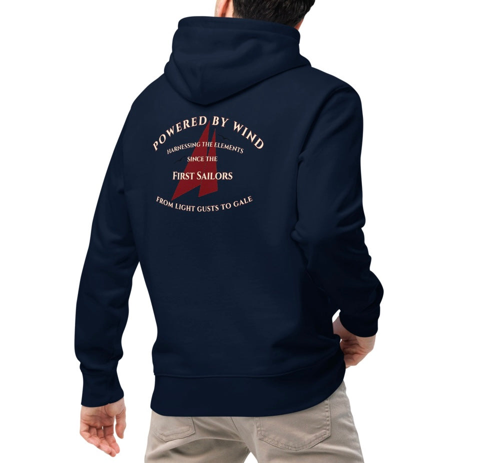 Powered by Wind eco hoodie red sails