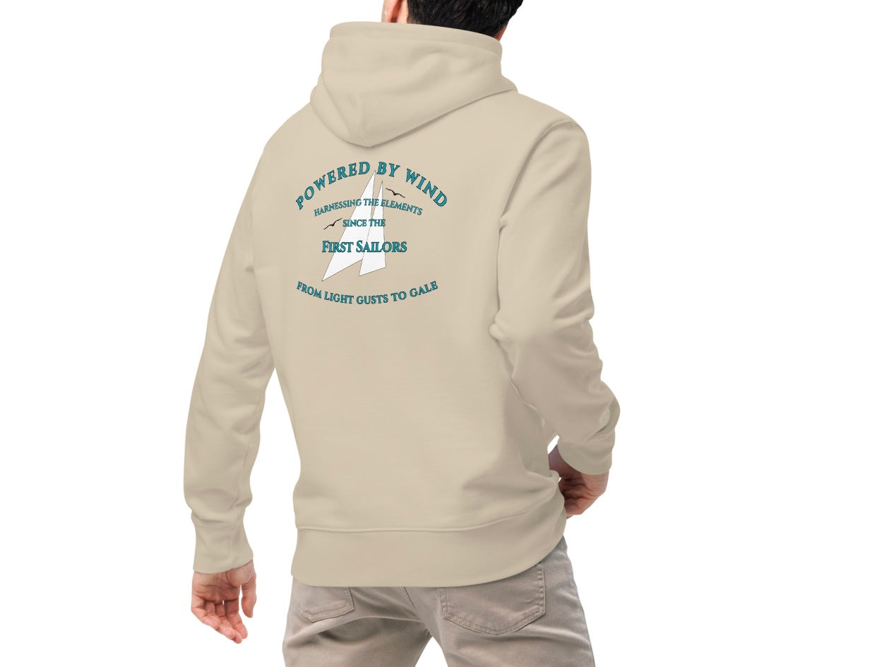 Powered by Wind eco hoodie white sails