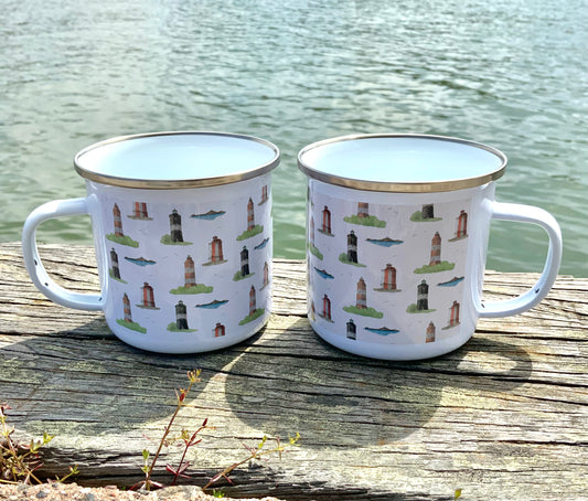 Majakka-aiheiset emalimukit