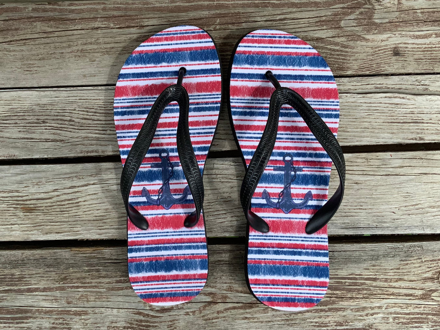 Marine stripe Anchor sandals