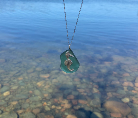 Sea glass Seahorse pendant
