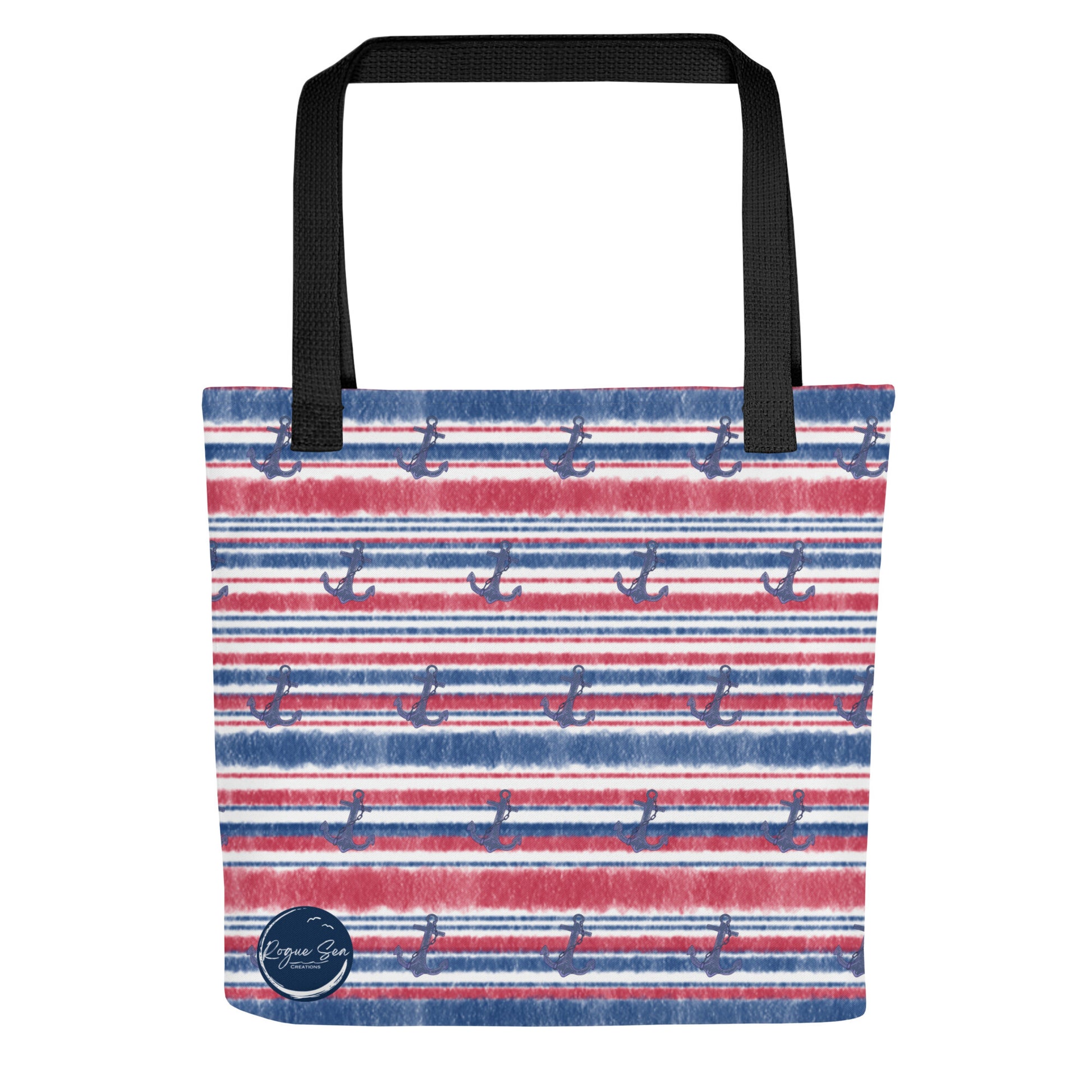 Nautical tote bag red anchors