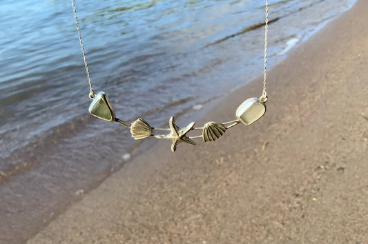 Handmade Sea glass necklace Summer Beach