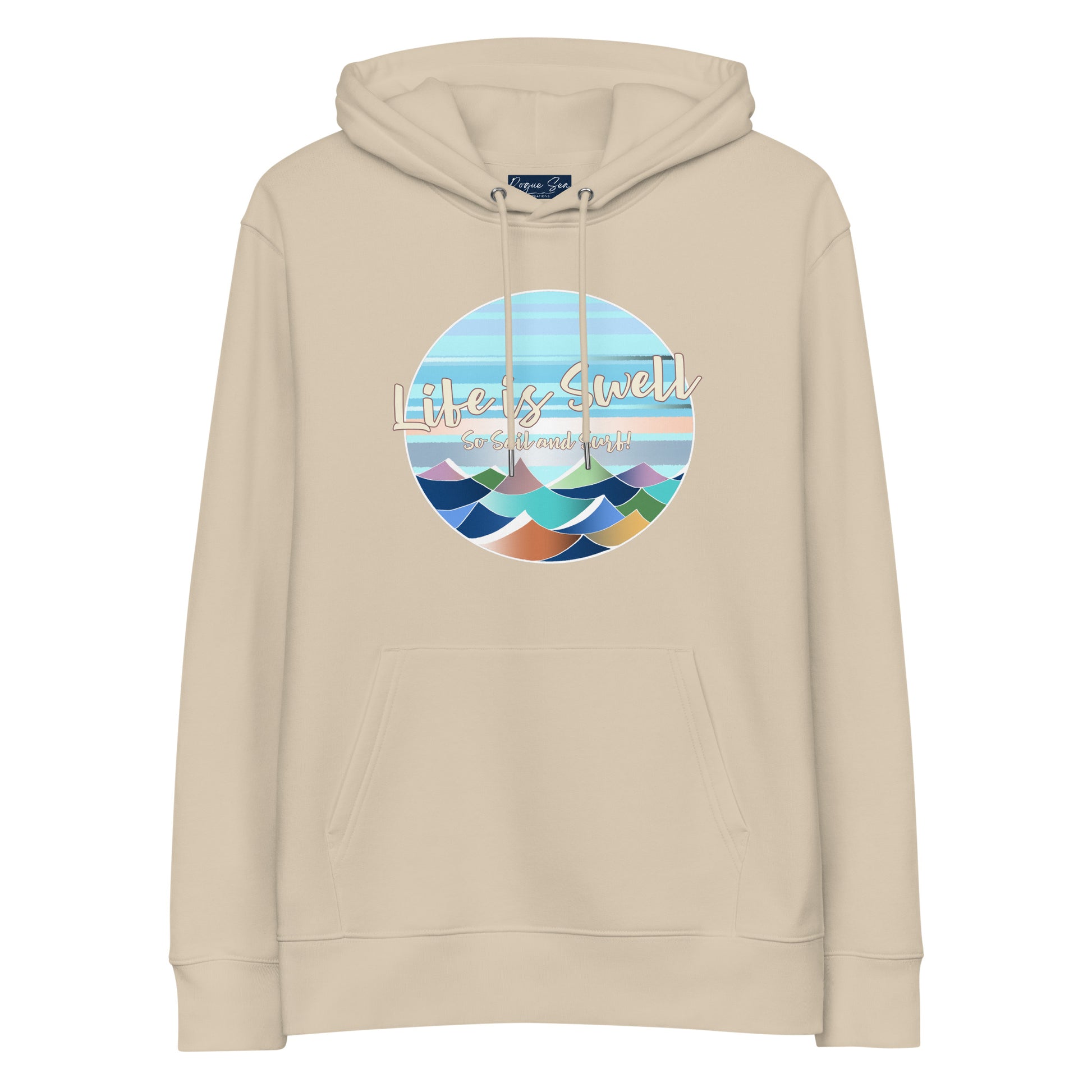 Surfer style hoodie Life is Swell colourful