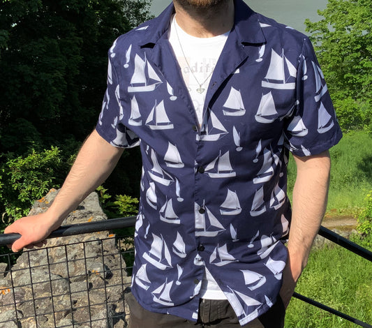Wooden Sailboats button shirt