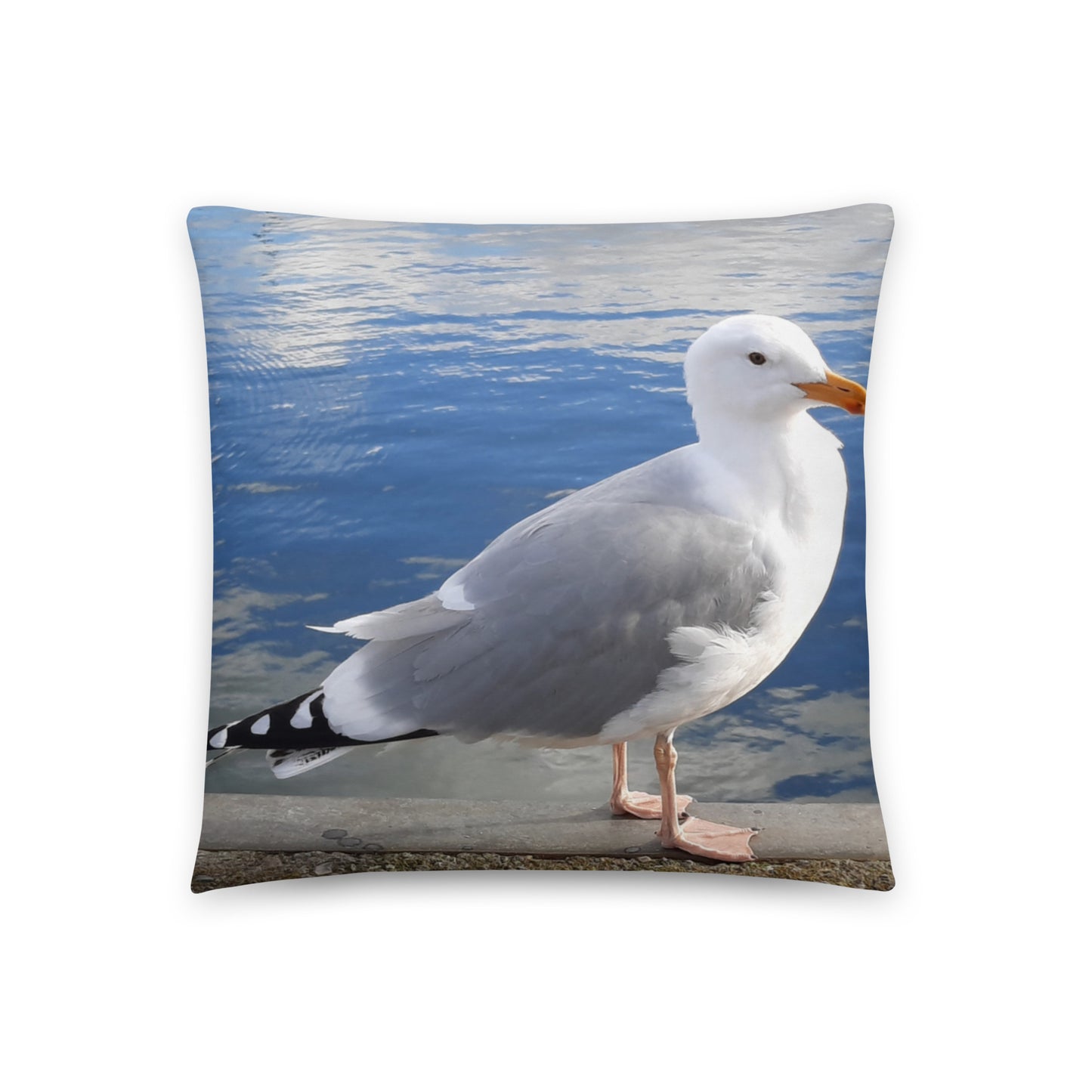 Seaside throw pillow Blue Seagull