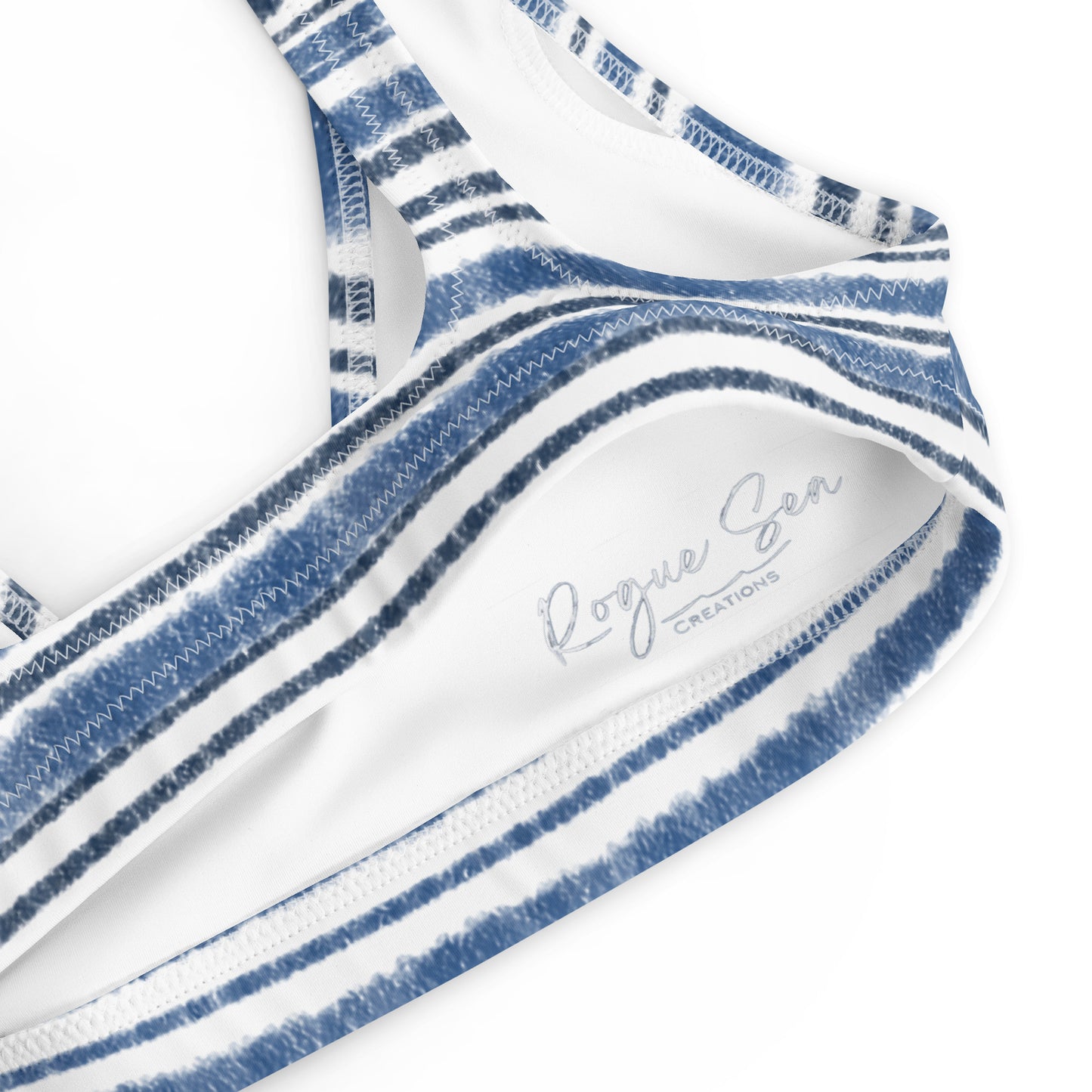 Nautical bikini top Blue Marine Stripe